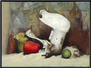 Still Life with Boar Jaw & Fruit